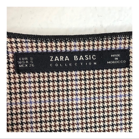 Zara Houndstooth Black & Brown Print Blouse - Picture 4 of 4